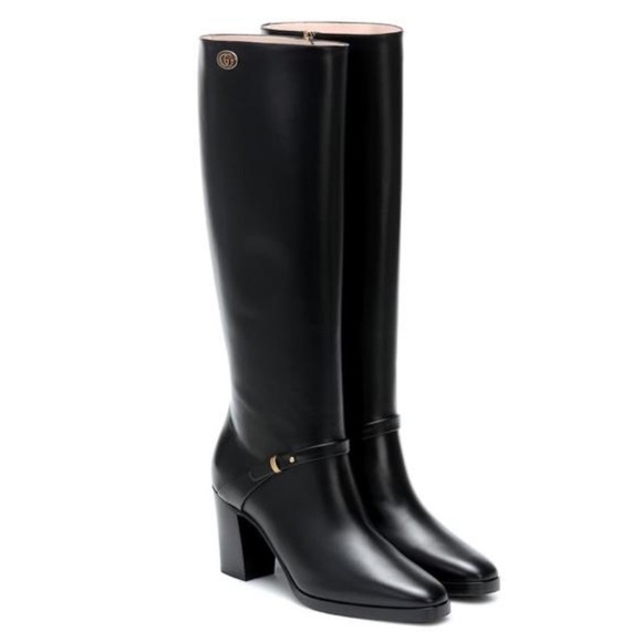 Gucci Shoes - Gucci Black Marmont Leather Elite Calf Knee High Boots Sz 36.5